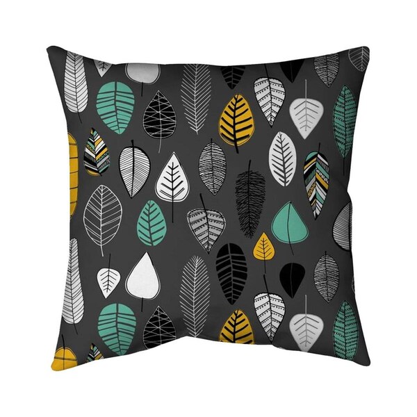 Begin Home Decor 26 x 26 in. Leaves Illustration-Double Sided Print Indoor Pillow - 5541-2626-MI74