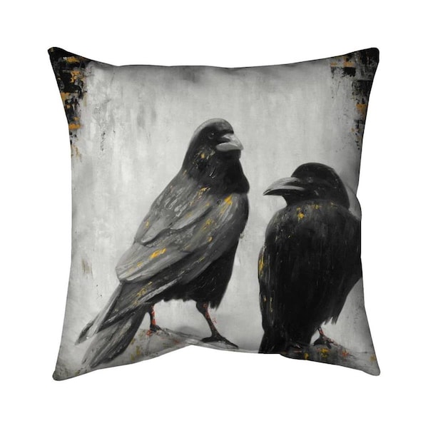 Begin Home Decor 20 x 20 in. Two Crows Birds-Double Sided Print Indoor Pillow - 5541-2020-AN293