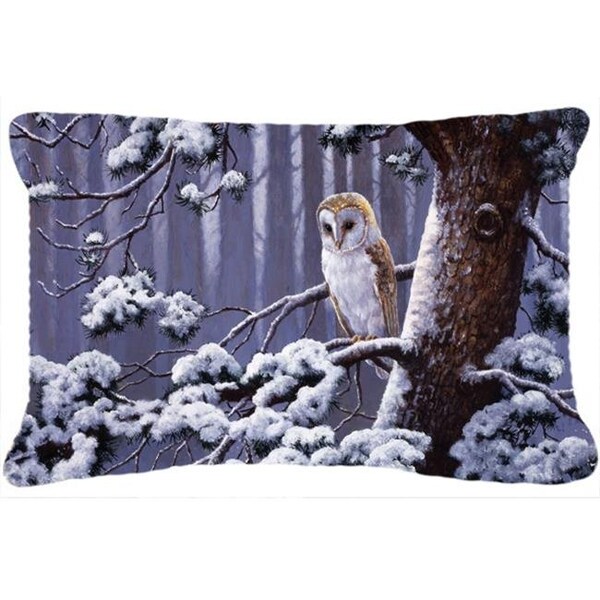 Carolines Treasures Carolines Treasures BDBA0303PW1216 Owl on a Tree Branch in the Snow Fabric Decorative Pillow - BDBA0303PW1216