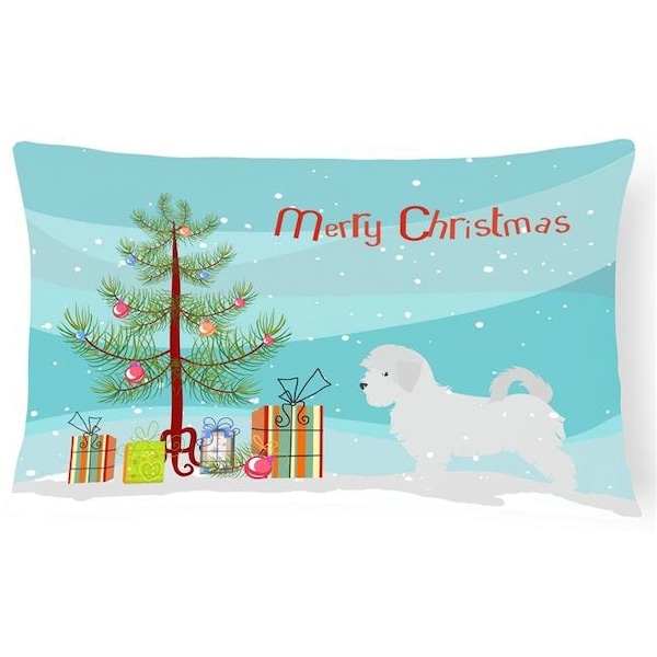Carolines Treasures Carolines Treasures BB2954PW1216 Maltese Merry Christmas Tree Canvas Fabric Decorative Pillow - BB2954PW1216