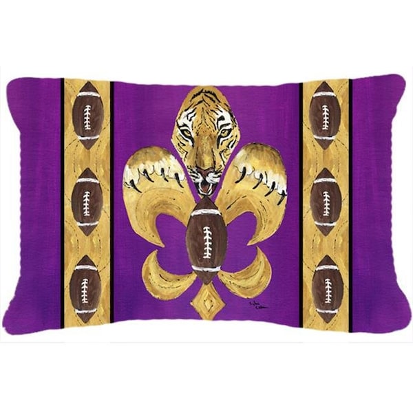 Carolines Treasures Carolines Treasures 8205PW1216 Tiger Football Fleur De Lis Indoor & Outdoor Fabric Decorative Pillow - 8205PW1216