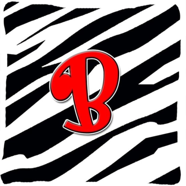 Carolines Treasures Carolines Treasures CJ1024-BPW1414 Monogram Initial B Zebra Red Decorative Fabric Pillow - CJ1024-BPW1414