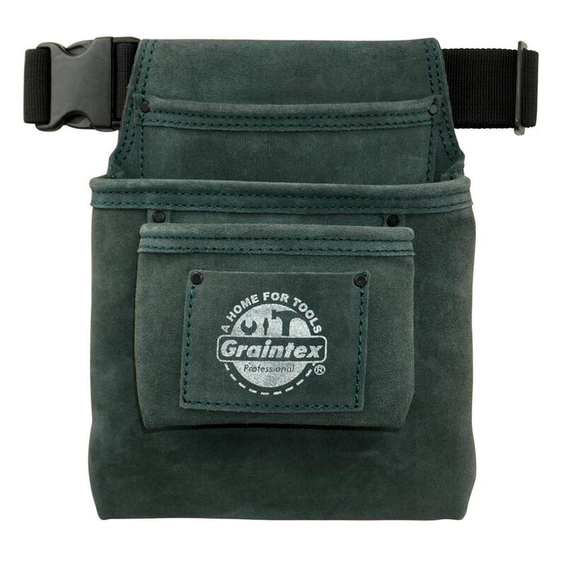 Graintex 3-Pocket Hunter Green Suede Leather Nail and Tool Pouch w/Belt - SS2493