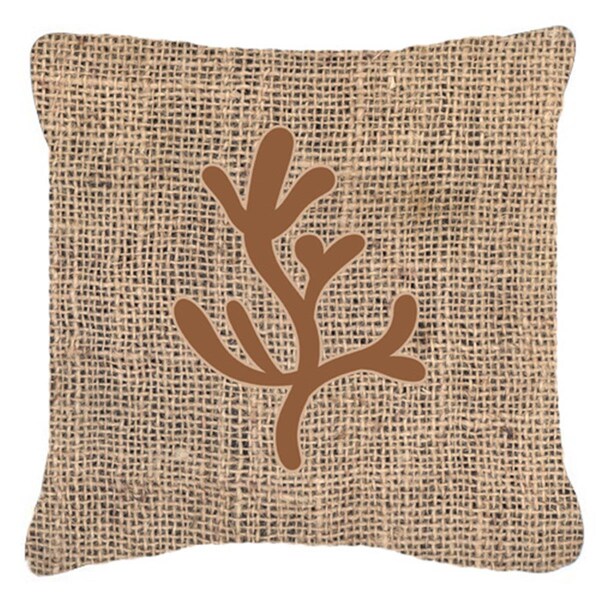 Jensendistributionservices Coral Burlap and Brown Indoor & Outdoor Decorative Fabric Pillow - 18 x 18 in. - MI2549623