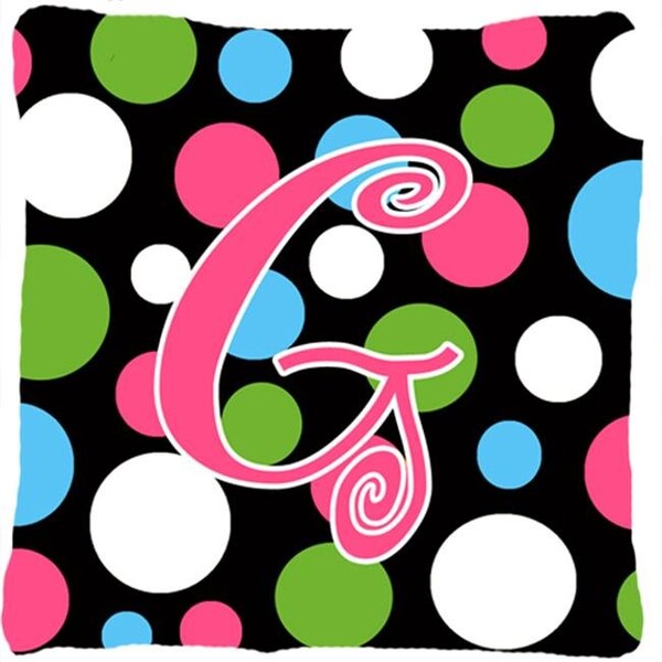 Carolines Treasures Carolines Treasures CJ1038-GPW1414 14 x 14 in. Monogram Initial G Polkadots and Pink Fabric Decorative Pillow - CJ1038-GPW1414