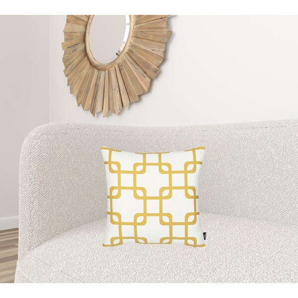 Homeroots Yellow Geometric Squares Decorative Throw Pillow Cover 18 x 18 in. - 355592