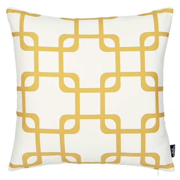 Homeroots Yellow Geometric Squares Decorative Throw Pillow Cover 18 x 18 in. - 355592