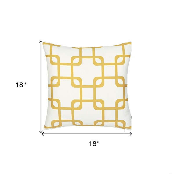 Homeroots Yellow Geometric Squares Decorative Throw Pillow Cover 18 x 18 in. - 355592