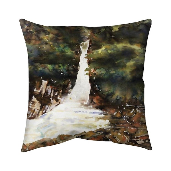 Begin Home Decor 20 x 20 in. Watercolor Waterfalls-Double Sided Print Indoor Pillow - 5541-2020-LA153