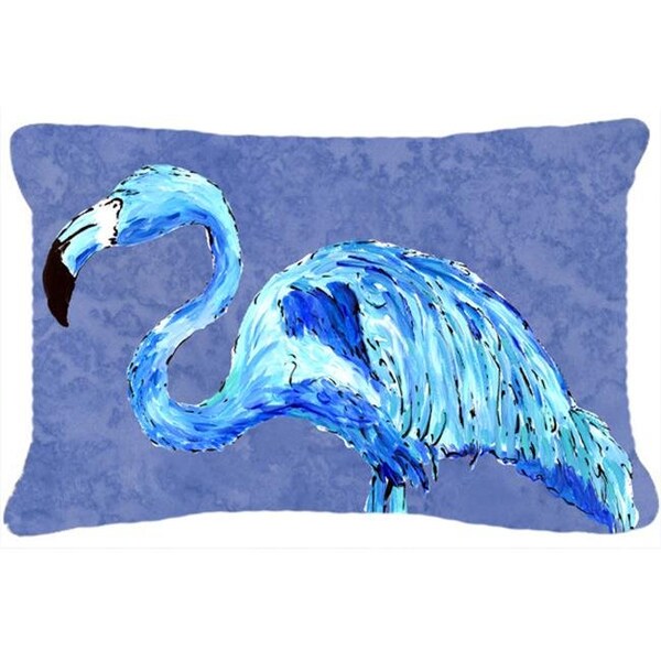 Carolines Treasures Carolines Treasures 8873PW1216 12 x 16 In. Flamingo On Slate Blue Indoor & Outdoor Fabric Decorative Pillow - 8873PW1216