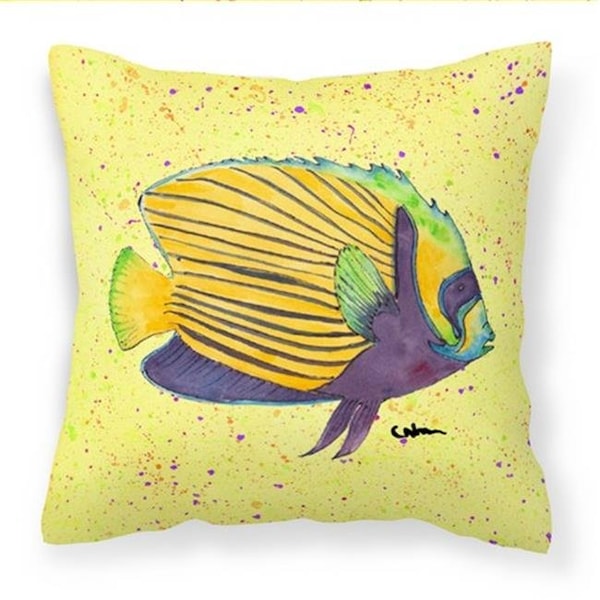 Carolines Treasures Carolines Treasures 8528PW1414 Yellow Fish on Yellow Fabric Decorative Pillow; 14 x 3 x 14 in. - 8528PW1414
