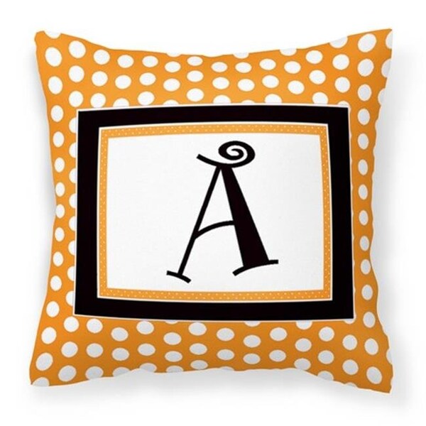 Carolines Treasures Carolines Treasures CJ1033-APW1414 Letter A Monogram - Orange & Black Polka Dots Fabric Decorative Pillow; 14 x 3 x 14 in. - CJ1033-APW1414