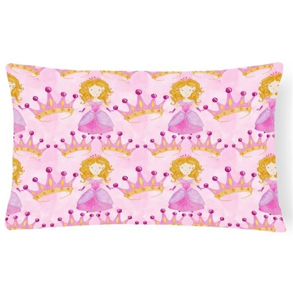Carolines Treasures Carolines Treasures BB7551PW1216 Watercolor Princess & Crown Canvas Fabric Decorative Pillow; 12 x 16 in. - BB7551PW1216
