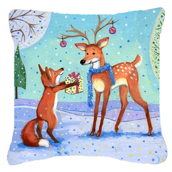 Jensendistributionservices Christmas Present From the Fox Canvas Decorative Pillow - MI2557497