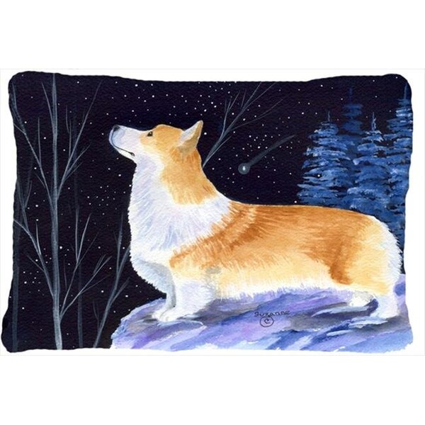 Carolines Treasures Carolines Treasures SS8373PW1216 12 x 16 in. Starry Night Corgi Decorative Indoor & Outdoor Fabric Pillow - SS8373PW1216