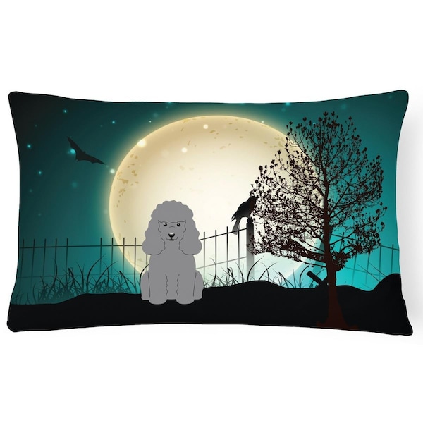 Carolines Treasures Halloween Scary Poodle Silver Canvas Fabric Decorative Pillow - BB2258PW1216