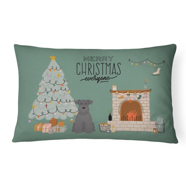 Carolines Treasures Carolines Treasures CK7614PW1216 12 x 3 x 16 in. Black Miniature Schnauzer Christmas Everyone Canvas Fabric Decorative Pillow - CK7614PW1216