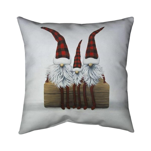 Begin Home Decor 26 x 26 in. Three Christmas Gnomes-Double Sided Print Indoor Pillow - 5541-2626-HO19