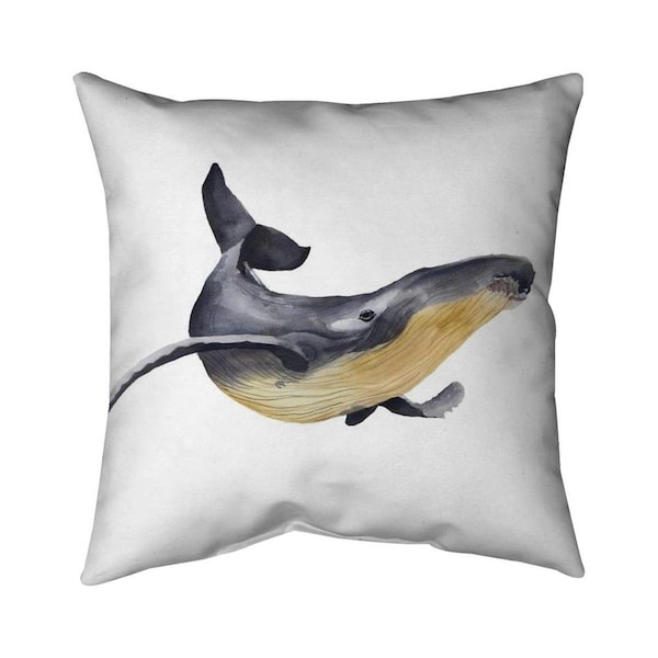 Begin Home Decor 26 x 26 in. Watercolor Blue Whale-Double Sided Print Indoor Pillow - 5541-2626-AN394
