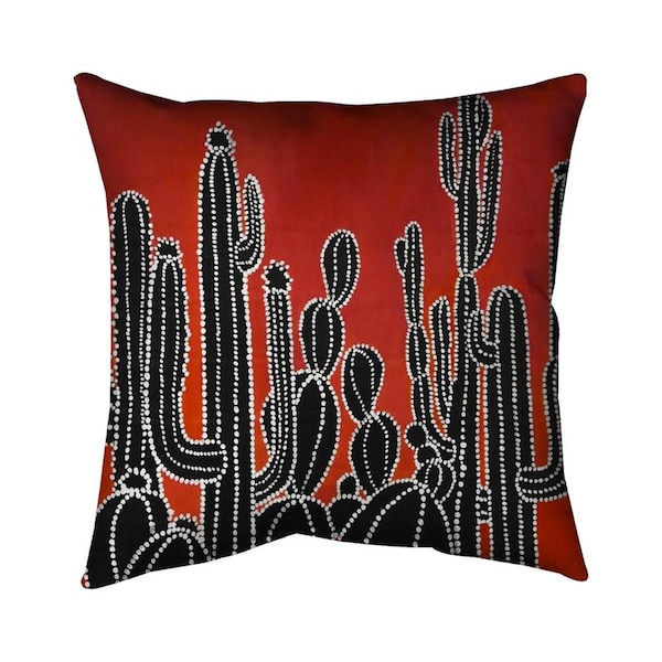 Fondo 26 x 26 in. Black Tall Cactus-Double Sided Print Indoor Pillow - FO2775619