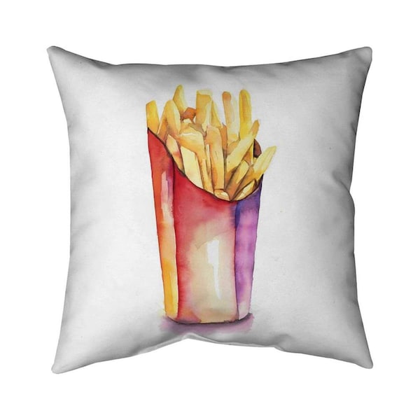 Fondo 26 x 26 in. Watercolor French Fries-Double Sided Print Indoor Pillow - FO2782788