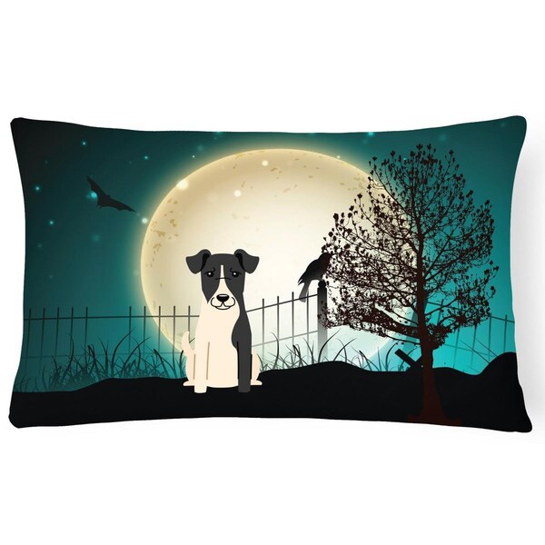 Carolines Treasures Halloween Scary Smooth Fox Terrier Canvas Fabric Decorative Pillow - BB2288PW1216