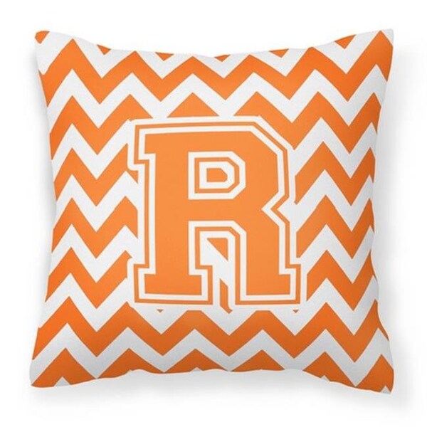 Carolines Treasures Carolines Treasures CJ1046-RPW1414 Letter R Chevron Orange & White Fabric Decorative Pillow - CJ1046-RPW1414