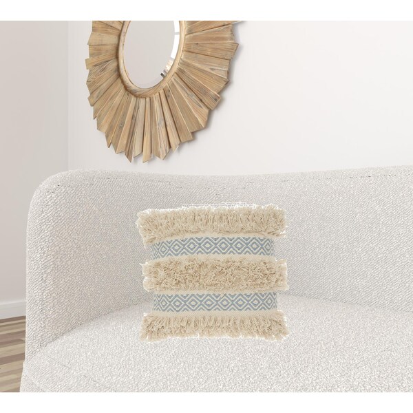 Homeroots 18 x 18 in. Blue Diamond Patterned Throw Pillow - 386079