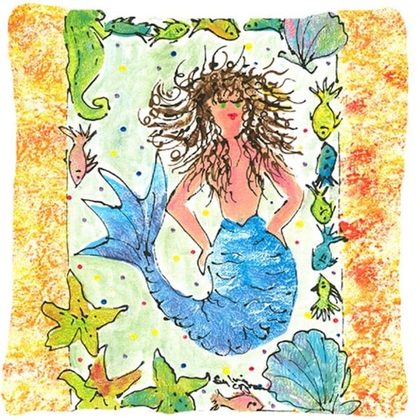 Carolines Treasures Carolines Treasures 8082PW1414 14 x 14 in. Mermaid Decorative Fabric Pillow - 8082PW1414