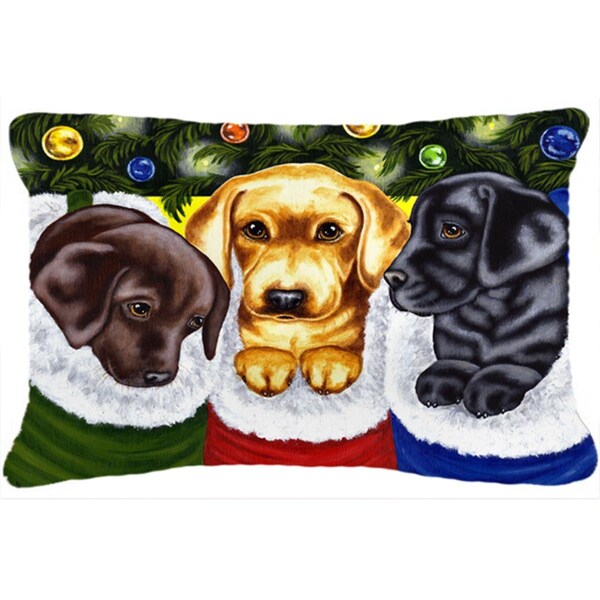 Jensendistributionservices Christmas Stocking Surprise Labrador Fabric Decorative Pillow - MI2556913