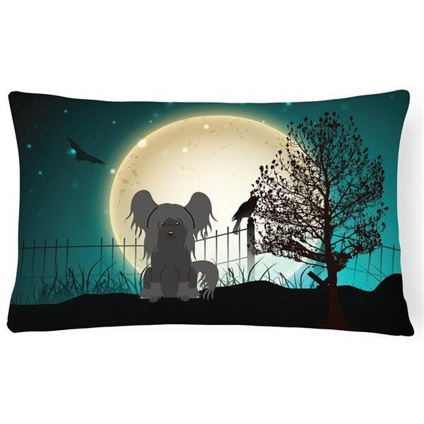 Carolines Treasures Carolines Treasures BB2302PW1216 Halloween Scary Chinese Crested Black Canvas Fabric Decorative Pillow - BB2302PW1216