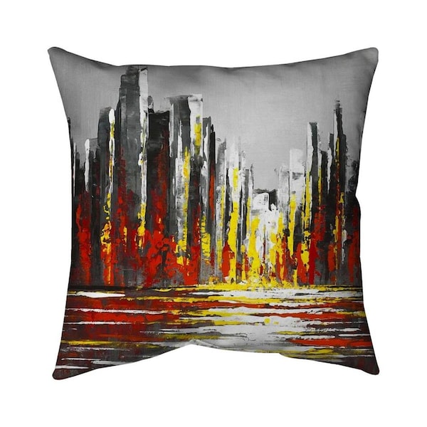 Fondo 20 x 20 in. Abstract Red Skyline-Double Sided Print Indoor Pillow - FO2792410