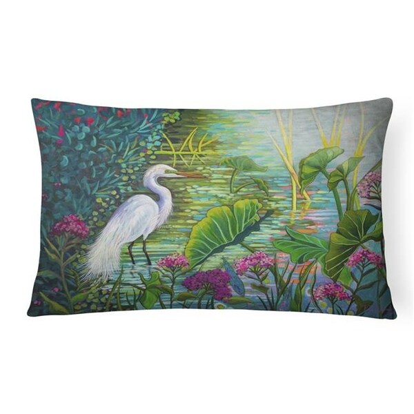 Carolines Treasures Carolines Treasures PPD3023PW1216 12 x 3 x 16 in. Testing the Waters Heron Canvas Fabric Decorative Pillow - PPD3023PW1216