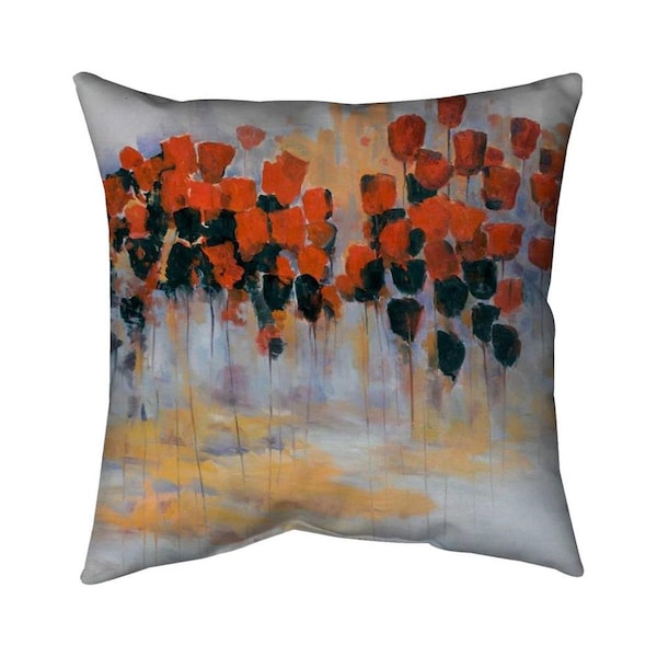 Fondo 20 x 20 in. Red Flowers Field-Double Sided Print Indoor Pillow - FO2793693