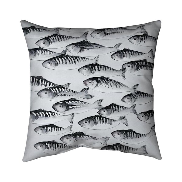 Fondo 26 x 26 in. Grey School of Fish-Double Sided Print Indoor Pillow - FO2791846