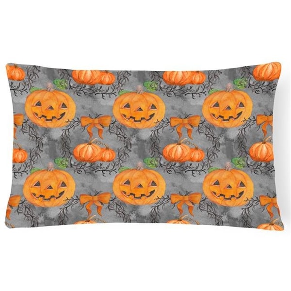 Carolines Treasures Carolines Treasures BB7521PW1216 Watecolor Halloween Pumpkins Canvas Fabric Decorative Pillow; 12 x 16 in. - BB7521PW1216