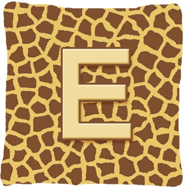 Carolines Treasures Carolines Treasures CJ1025-EPW1414 14 x 14 in. Monogram Initial E Giraffe Decorative Fabric Pillow - CJ1025-EPW1414