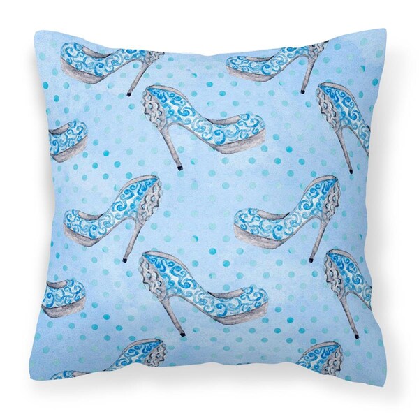 Jensendistributionservices Watercolor Cinderella Shoe in Blue Fabric Decorative Pillow, 18 x 18 in. - MI2550768