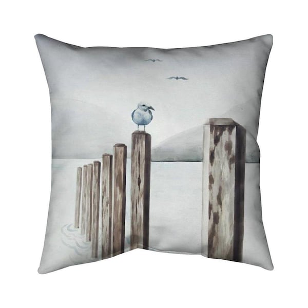 Fondo 26 x 26 in. Seagull At The Marina-Double Sided Print Indoor Pillow - FO2775614