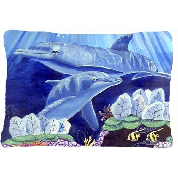 Carolines Treasures Carolines Treasures 7080PW1216 Dolphin under the sea Indoor & Outdoor Decorative Fabric Pillow - 12 x 16 in. - 7080PW1216