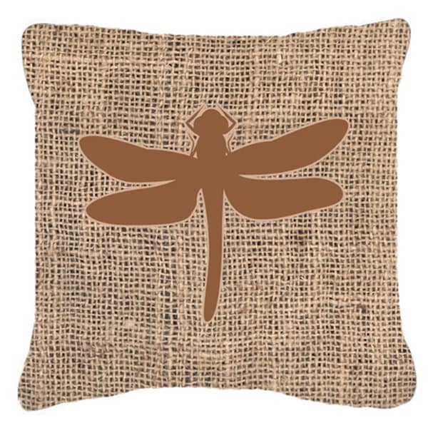 Jensendistributionservices Dragonfly Burlap and Brown Decorative Fabric Pillow - 14 x 14 in. - MI2553201