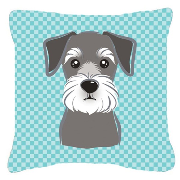 Micasa Checkerboard Blue Schnauzer Fabric Decorative Pillow18 x 18 In. - MI719430