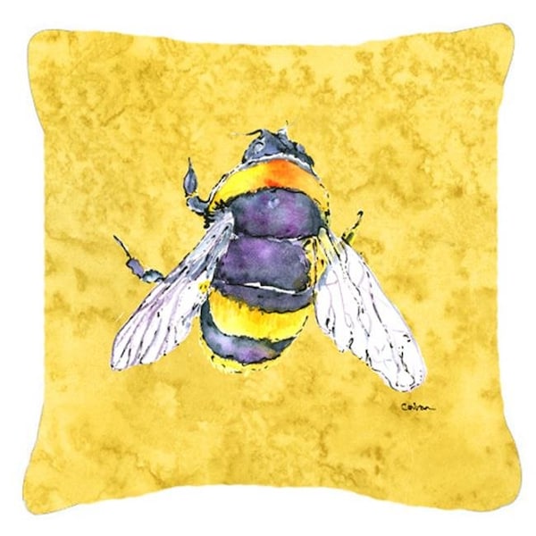 Carolines Treasures Carolines Treasures 8852PW1414 Bee On Yellow Indoor & Outdoor Fabric Decorative Pillow - 8852PW1414