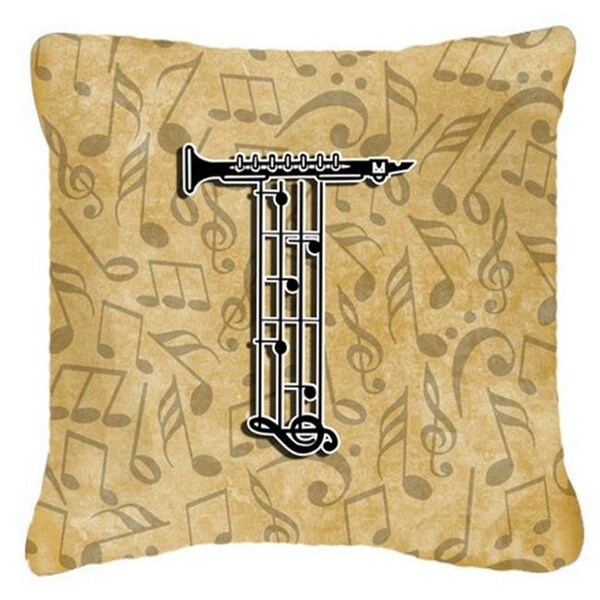 Carolines Treasures Carolines Treasures CJ2004-TPW1818 Letter T Musical Instrument Alphabet Canvas Fabric Decorative Pillow - CJ2004-TPW1818