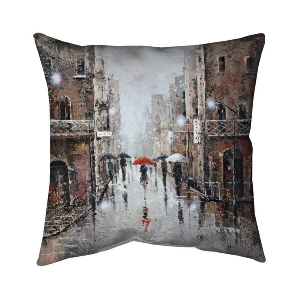 Begin Home Decor 26 x 26 in. City Rain-Double Sided Print Indoor Pillow - 5541-2626-CI27