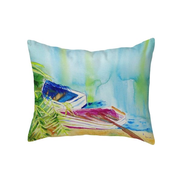 Betsy Drake 16 x 20 in. Watercolor Rowboats No Cord Pillow - NC809