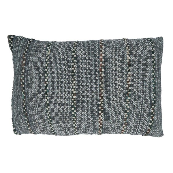 Vecindario 16 x 24 in. Striped Cotton Oblong Throw Pillow with Poly Filling, Black - VE2658497