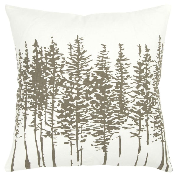 Homeroots Grove of Trees Down Throw Pillow Grey & Ivory - 403142