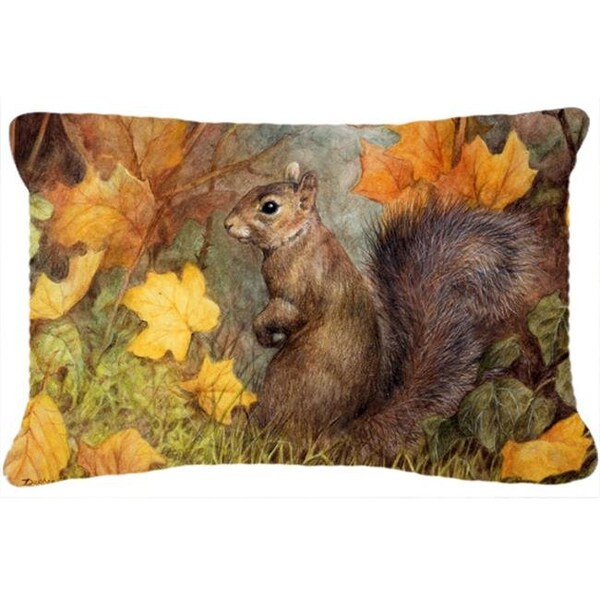 Carolines Treasures Carolines Treasures BDBA0097PW1216 Grey Squirrel in Fall Leaves Fabric Decorative Pillow - BDBA0097PW1216