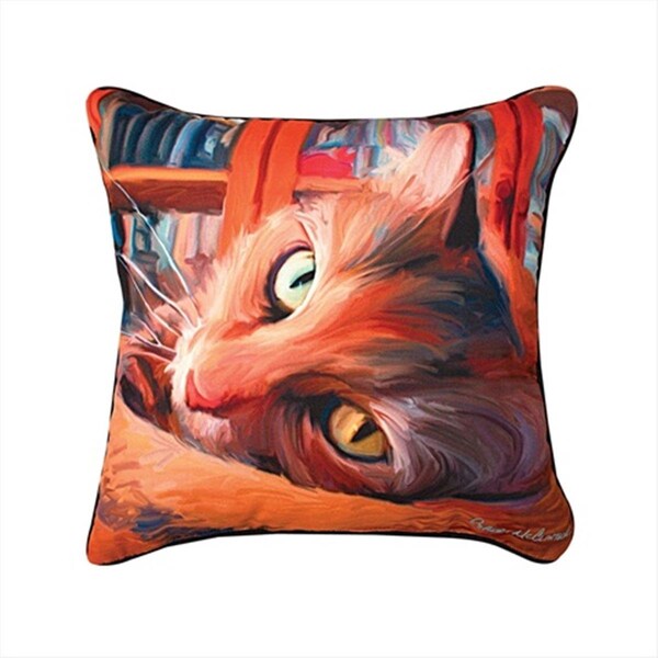 Manual Woodworkers & Weavers Manual Woodworkers and Weavers SLKRYC Paws And Whiskers Yellow Cat Printed Pillow 18 X 18 in. - SLKRYC